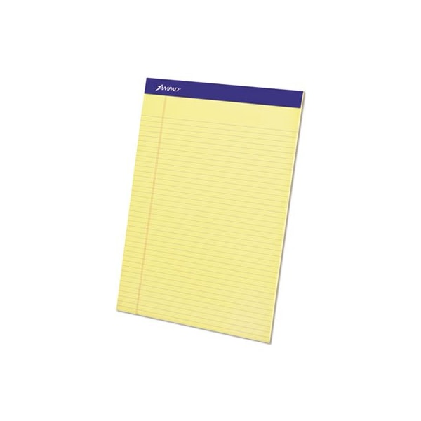Ampad/ Of Amercn Pd&Ppr Ampad, PERFORATED WRITING PADS, NARROW RULE, 8.5 X 11.75, CANARY, 50 SHEETS, DOZEN 20222 - main